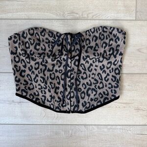 Hyfve Bustier Top Womens Size S Black Brown Animal Print Cropped